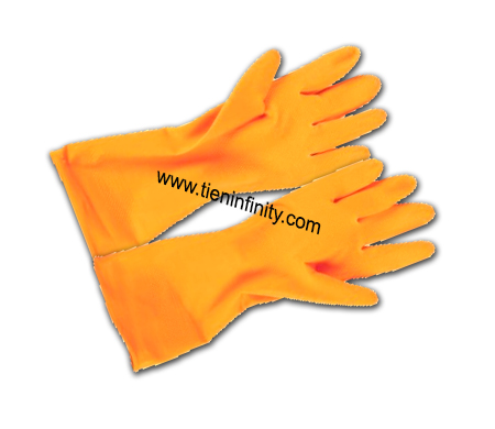 ถุงมือยางสีส้มยาว 12 นิ้ว